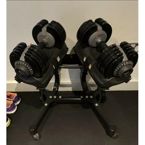 Pair Of Men Health adjustable dumbbells 32.5kg & Stand