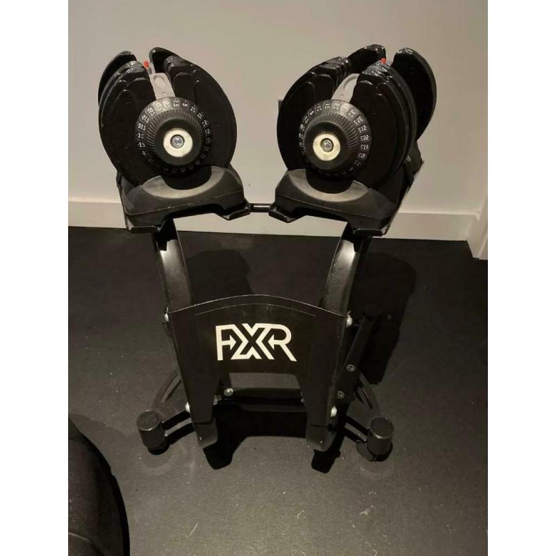 Pair Of Men Health adjustable dumbbells 32.5kg & Stand