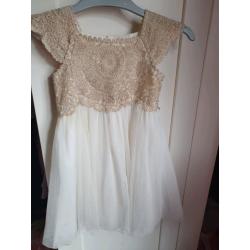Monsoon white and gold dress 6-12months