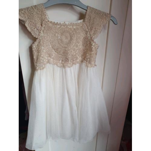 Monsoon white and gold dress 6-12months