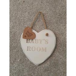 Small hanging babys room sign