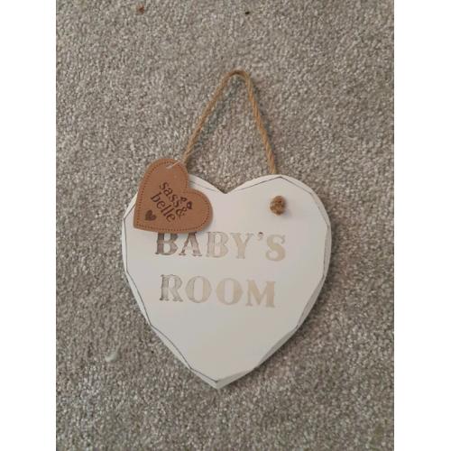 Small hanging babys room sign