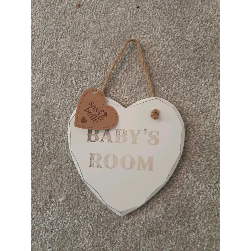 Small hanging babys room sign