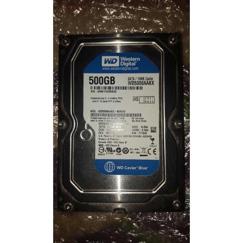 used 500gb Western Digital Caviar Blue 7200 RPM (WD5000AAKX)