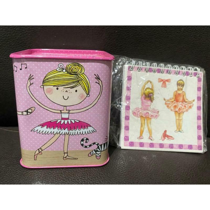 Ballerina money tin and note book
