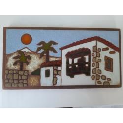 TERRACOTTA PLAQUE ON WOOD BASE