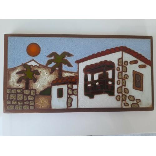TERRACOTTA PLAQUE ON WOOD BASE