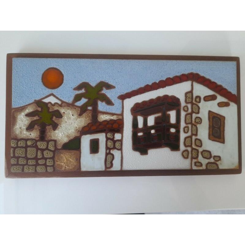 TERRACOTTA PLAQUE ON WOOD BASE
