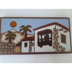 TERRACOTTA PLAQUE ON WOOD BASE