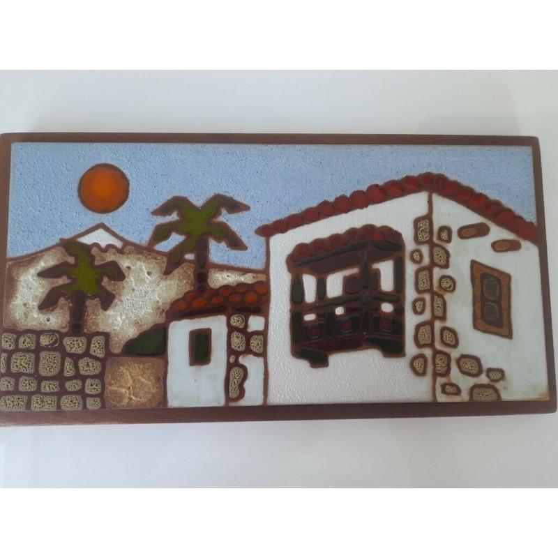 TERRACOTTA PLAQUE ON WOOD BASE