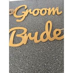 Wooden bride and groom chair signs ?15 wedding
