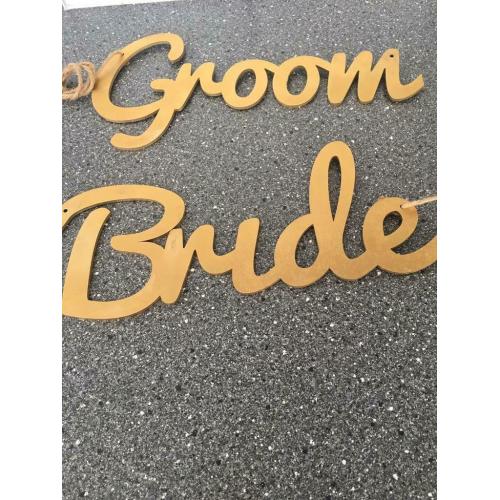Wooden bride and groom chair signs ?15 wedding