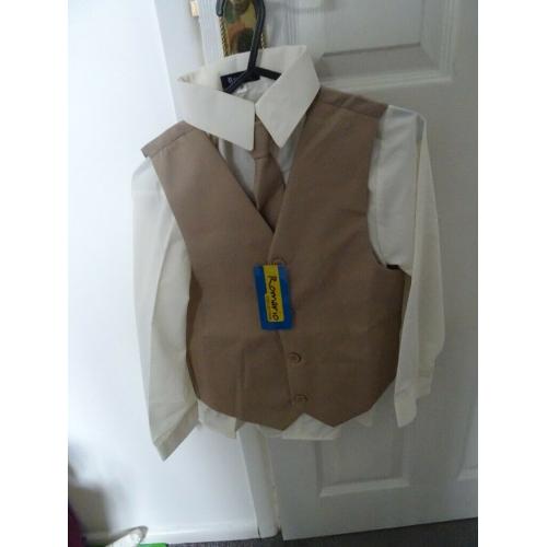 brand new - beige 4 piece suit -age 8