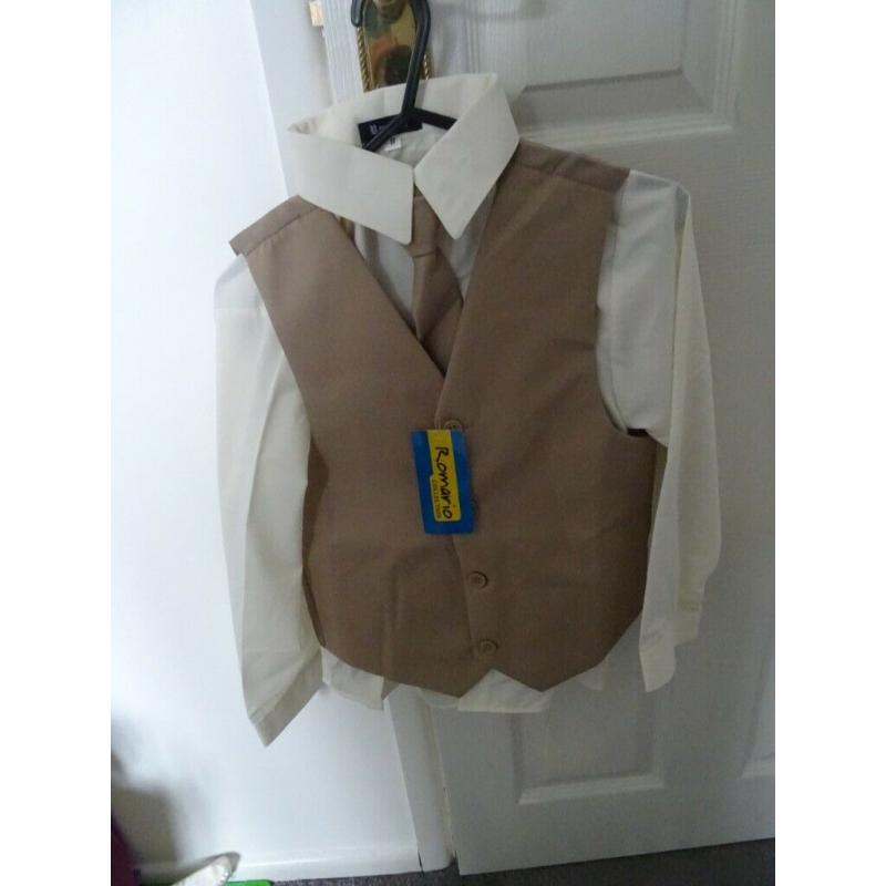 brand new - beige 4 piece suit -age 8