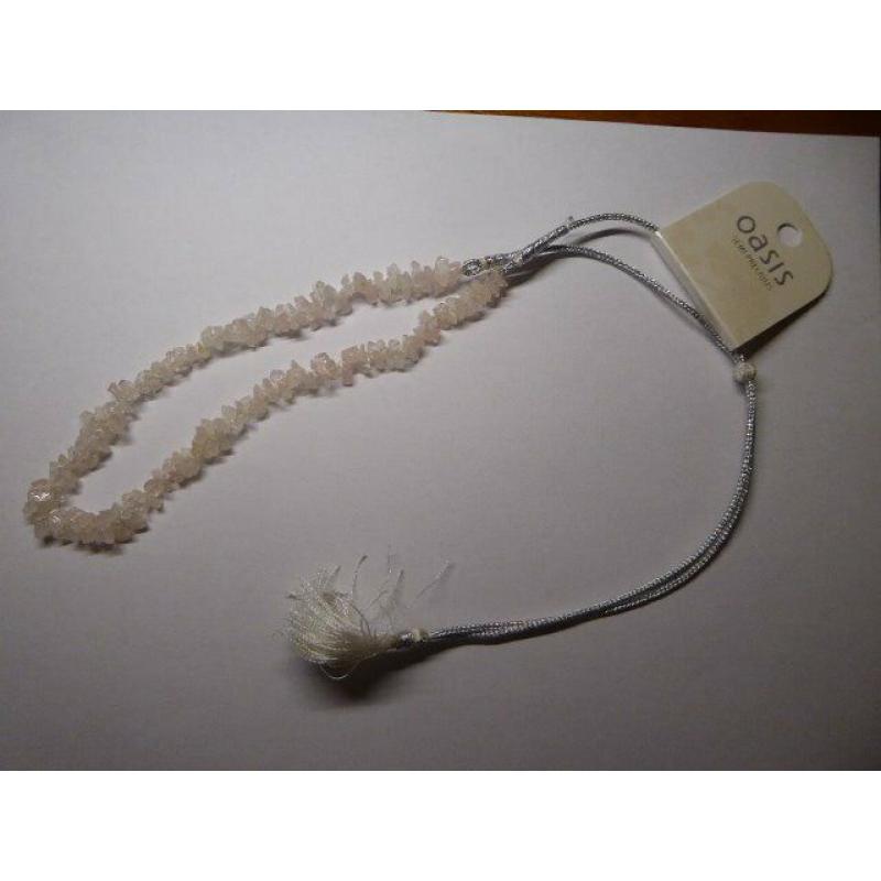 OASIS semi precious rose stone chip necklace, 16 inch adjustable - NEW