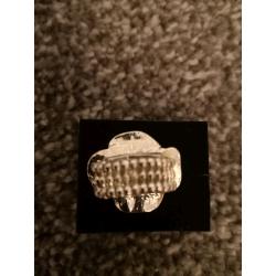 Silver rose bead ring