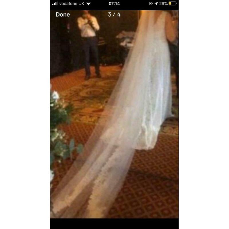 Wedding dress & cathedral length veil