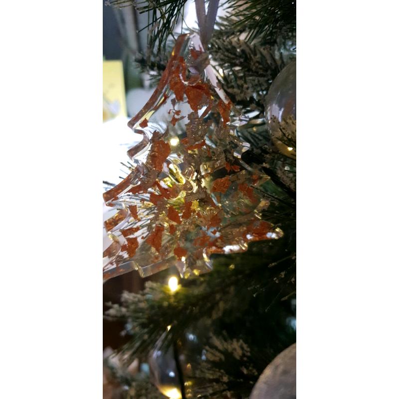 New Handmade Resin Rose Gold & Silver Christmas Tree Decoration