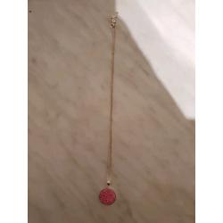 Silver Necklace With Pink Diamonte Pendant