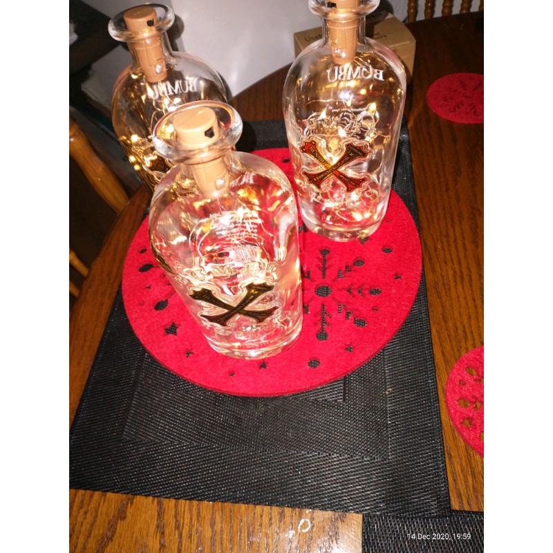 Fairy lights rum bottles