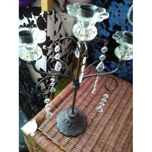 LOVELY METAL/GLASS CANDLE HOLDET