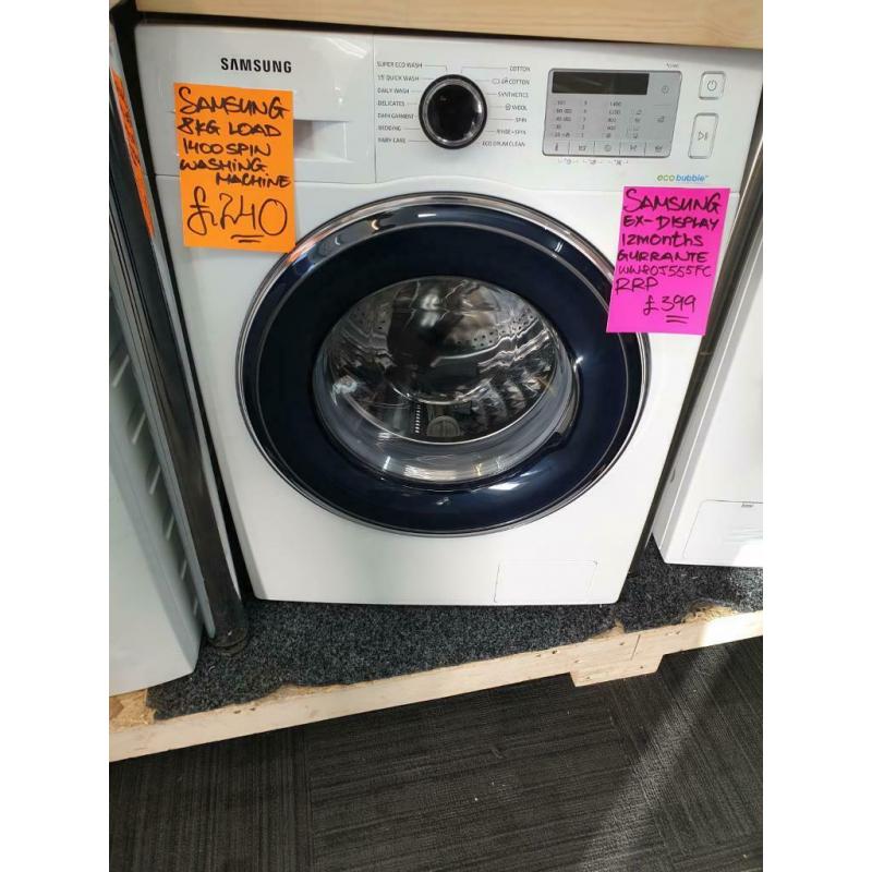 Samsung 8kg load 1400 spin washing machine ex display