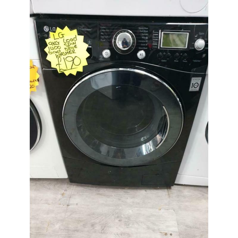 LG 9kg load black 1400 spin washing machine