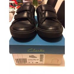 Clarks black leather boys shoes