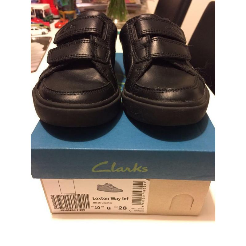 Clarks black leather boys shoes