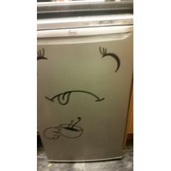 Swan undercounter silver fridge