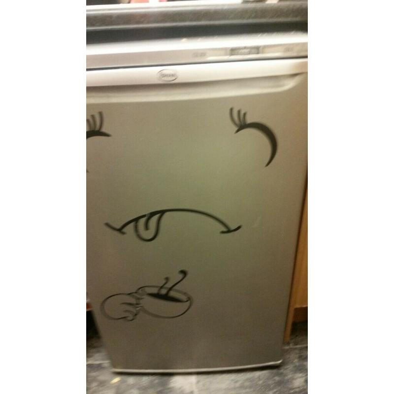 Swan undercounter silver fridge