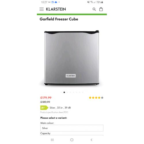 Mini freezer klarstein brand new
