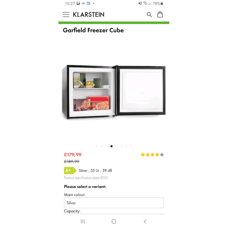 Mini freezer klarstein brand new