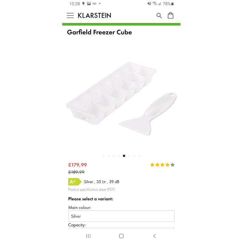Mini freezer klarstein brand new