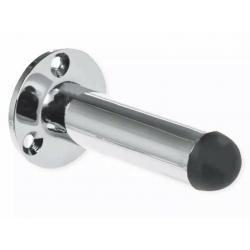 CHROME PROJECTING DOOR STOP Metal Wall Mounted Doorstop Rubber Buffer Stopper
