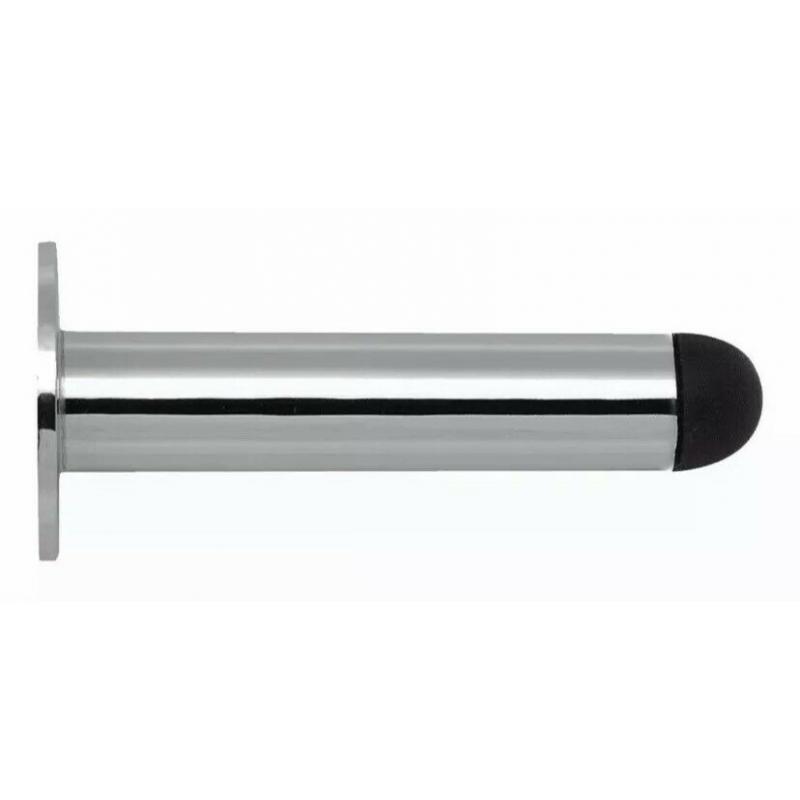 CHROME PROJECTING DOOR STOP Metal Wall Mounted Doorstop Rubber Buffer Stopper