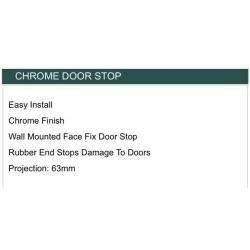 CHROME PROJECTING DOOR STOP Metal Wall Mounted Doorstop Rubber Buffer Stopper