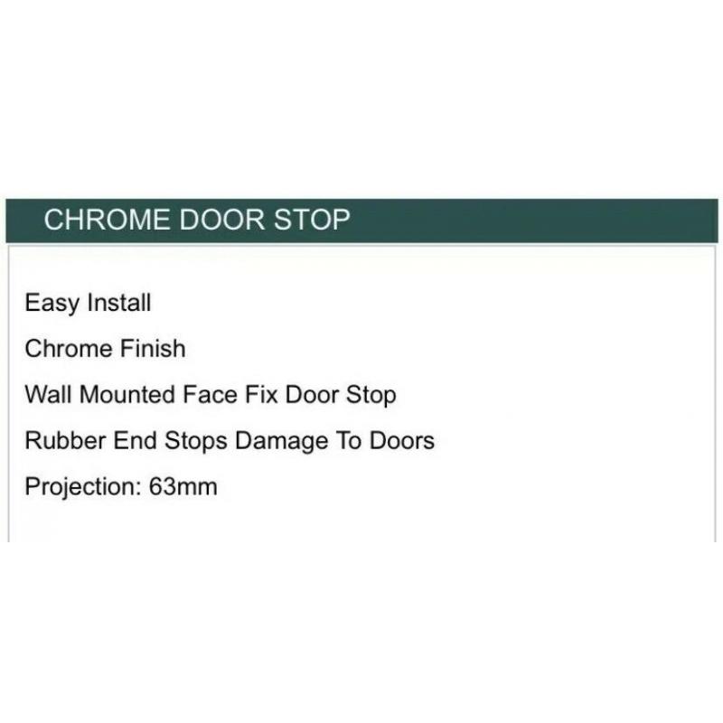 CHROME PROJECTING DOOR STOP Metal Wall Mounted Doorstop Rubber Buffer Stopper