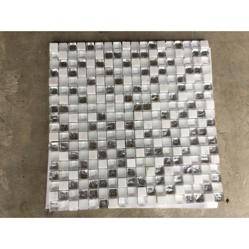 Porcelanosa Mosaic Designer shower wall tile. White trinity. 30 x 30 cm. NEW.