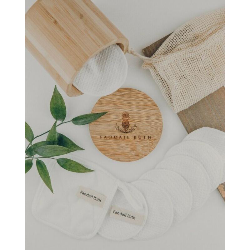 Reusable Makeup Remover Pads - Bamboo Storage Box & Organic Cotton Face Cloth For All Skin