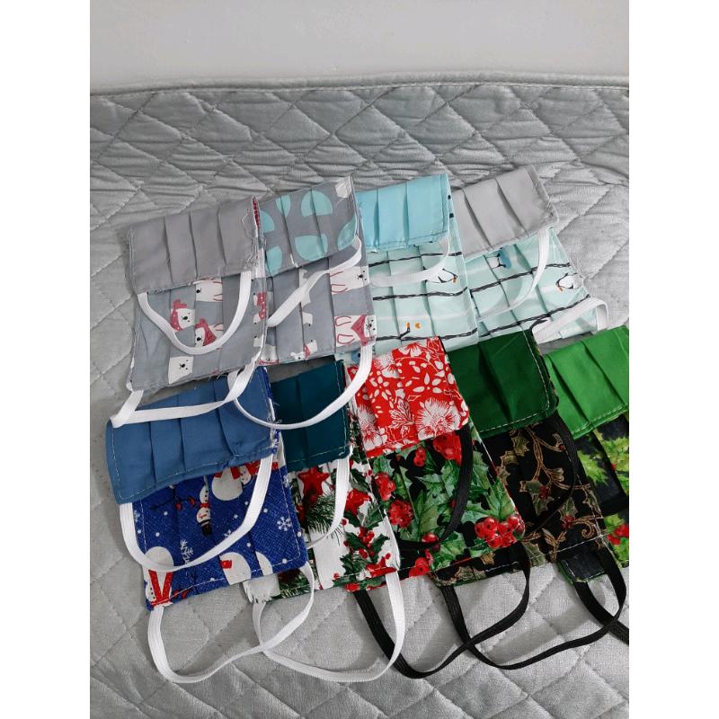 Cotton reversible, washable masks.
