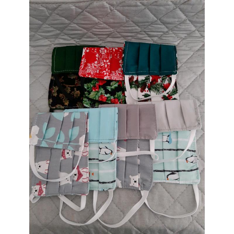 Cotton reversible, washable masks.