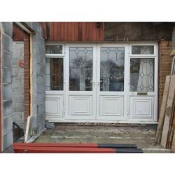 White UPVC double glazed front door and window unit