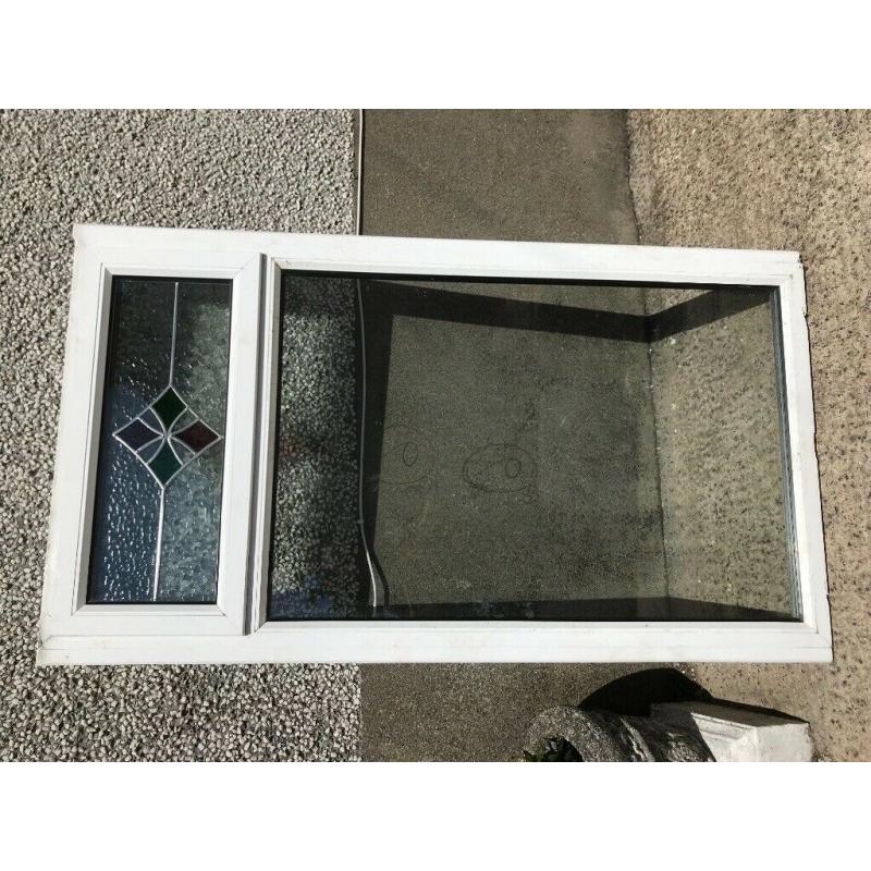 PVC window with stained or leaded glass