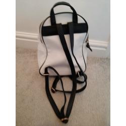 Girls White Leather Small Backpack