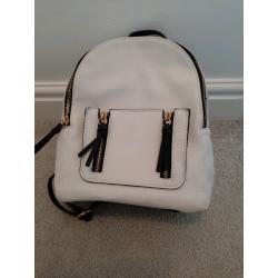 Girls White Leather Small Backpack