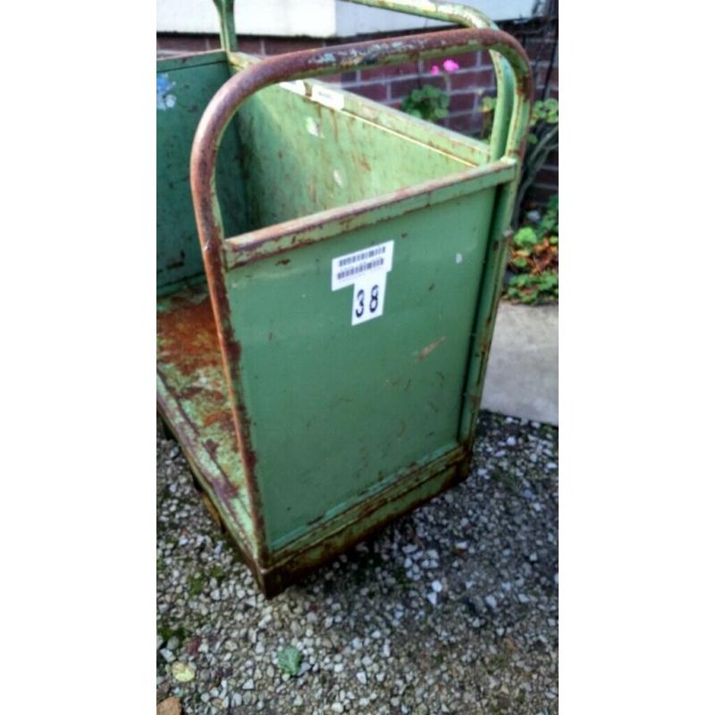 trolley vintage factory item for wood stock or huge bins to use as planters