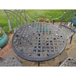 GARDEN / PATIO SET - TABLE AND 4 CHAIRS - CAST ALUMINIUM -