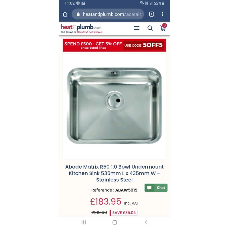 Adode under mount sink.