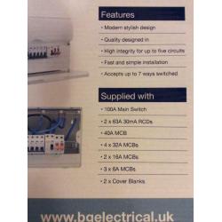 B/N BG 10 way dual RCD populated metal consumer unit ready install